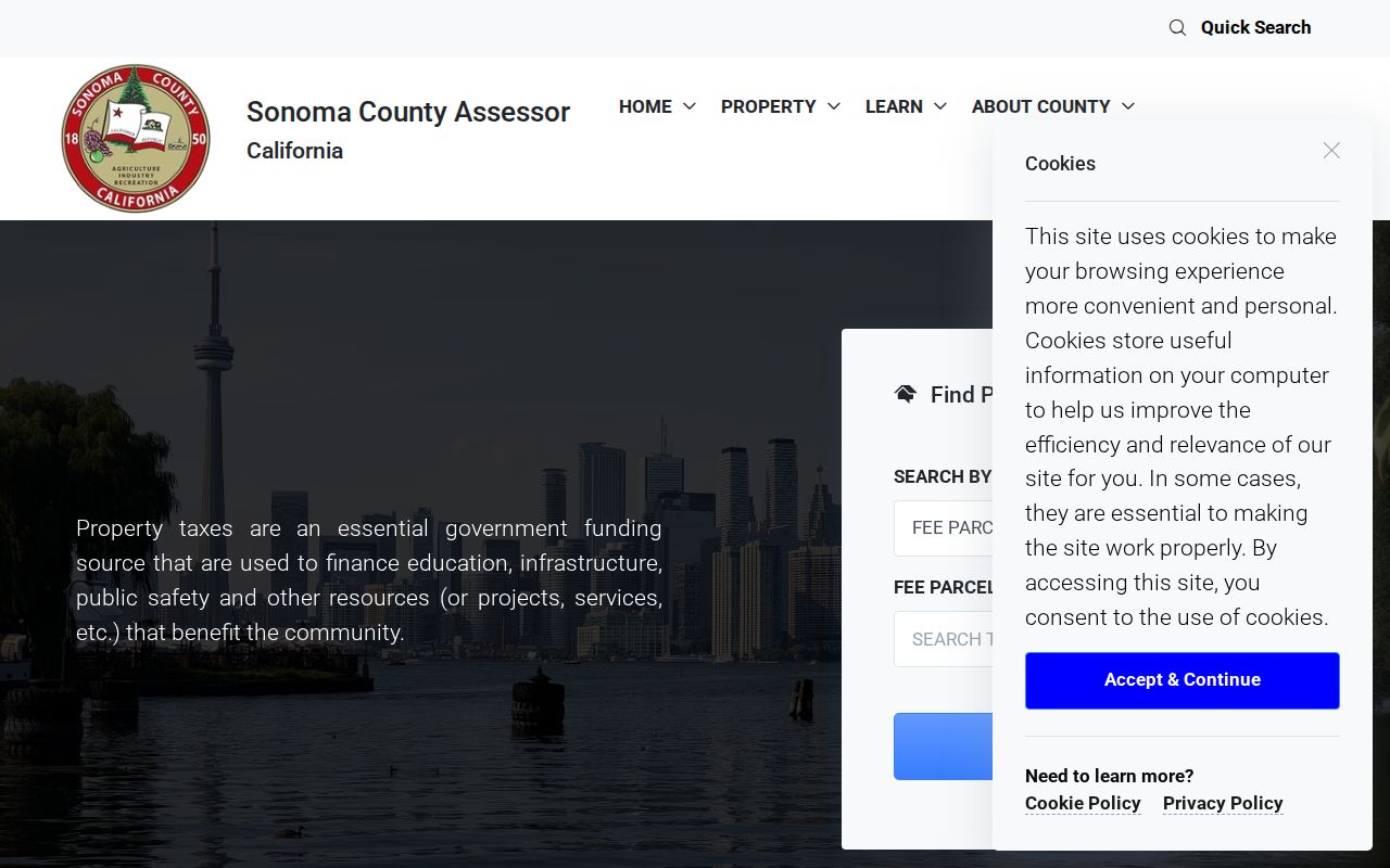Sonoma County people search assessor property fields