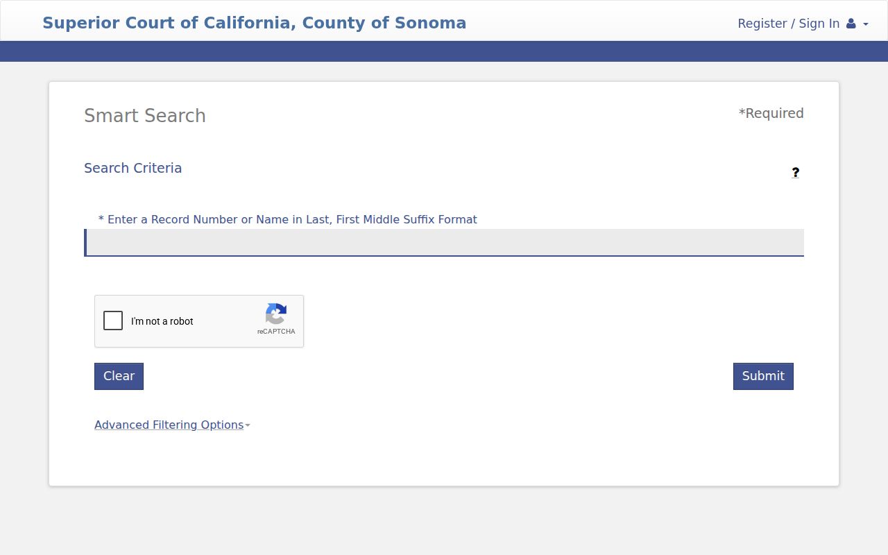 Sonoma County people search Smart Search name fields