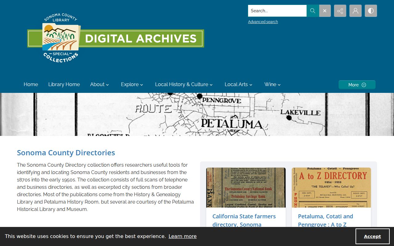 Sonoma County directory collection of digitized historical books