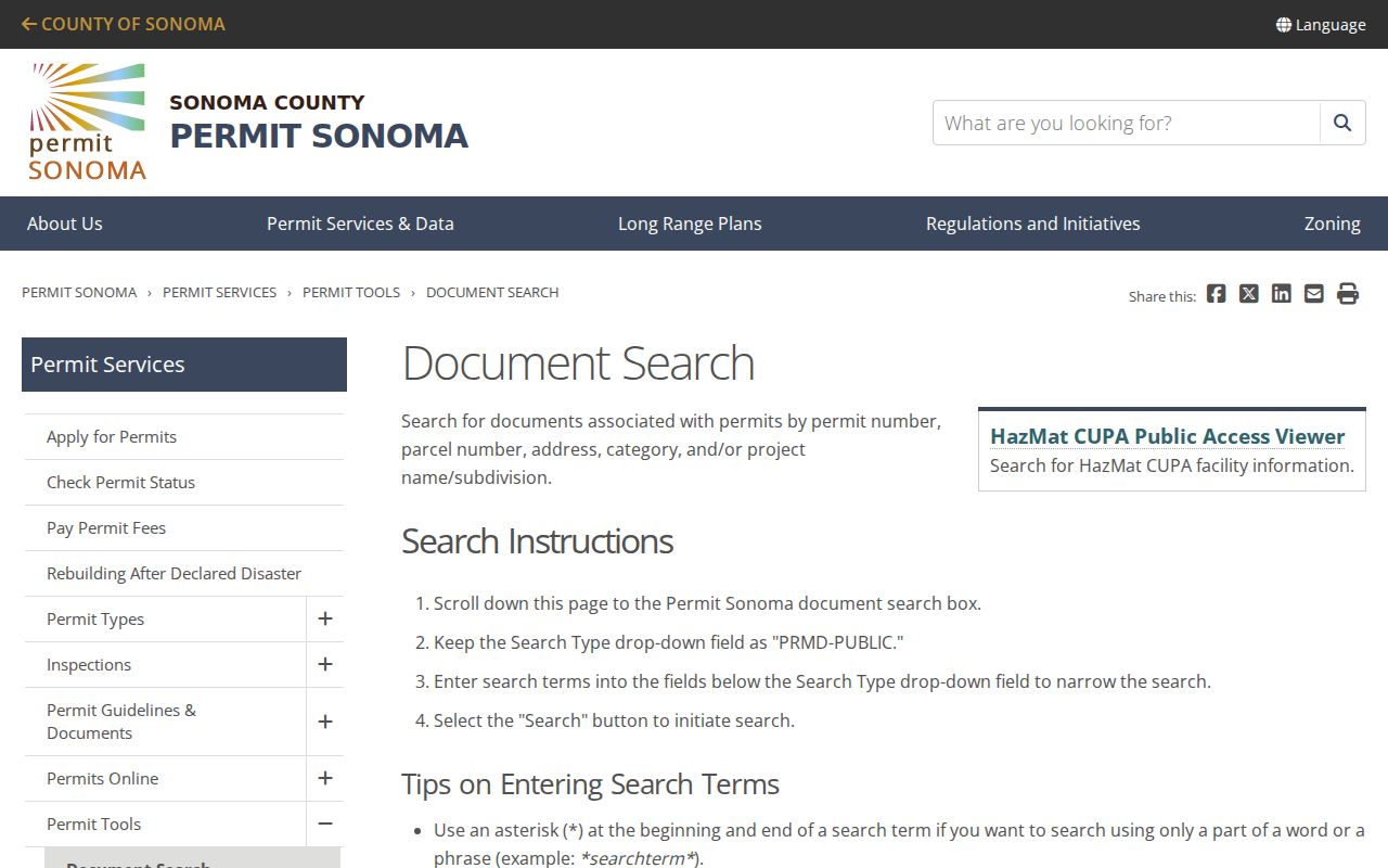 Sonoma County records Permit Sonoma document search